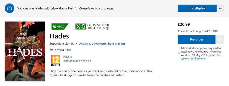 Hades Xbox Release Times