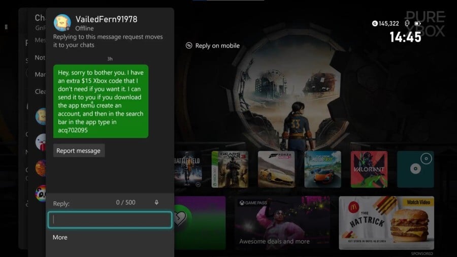 Xbox Fans Confused By 'Weird Temu Spam' Plaguing Direct Messages 1