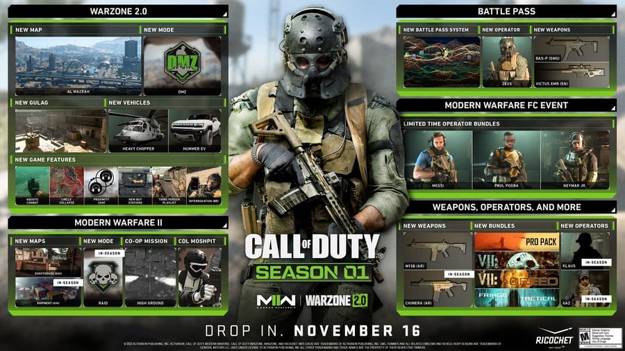 Call Of Duty Season 1 Roadmap revelado para Modern Warfare 2 e Warzone 2.0