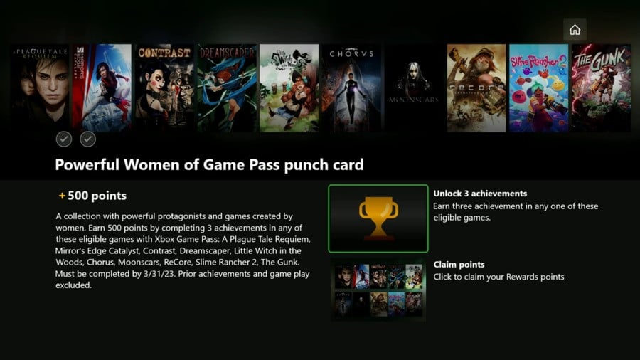 Microsoft Rewards: How To Complete March 2023's 'Powerful Women Of Game Pass' Punch Card 2