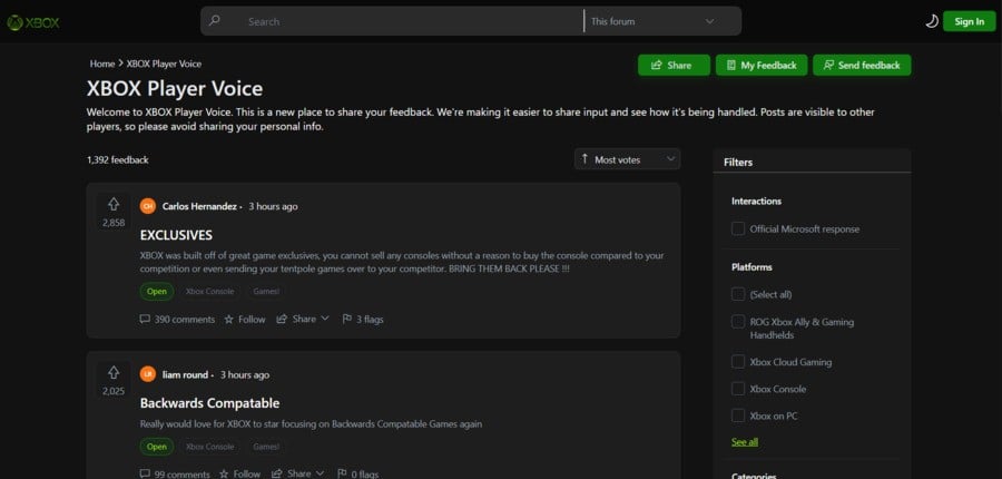 Xbox Fans Share Their Top 10 Requests After Day One Of 'Player Voice' Feedback 2
