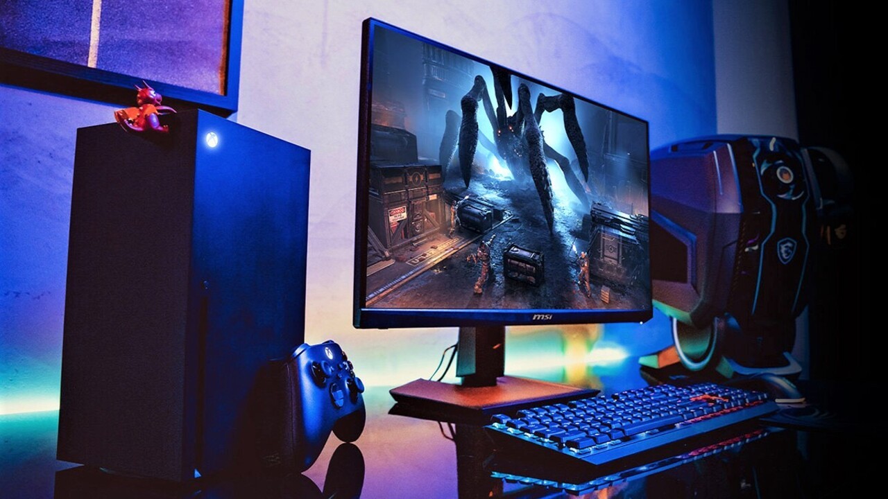 Gaming Pc Setup with MSI monitor and Xbox 3D model