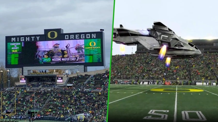 Random: Master Chief Makes Epic Appearance At The Oregon Ducks Game