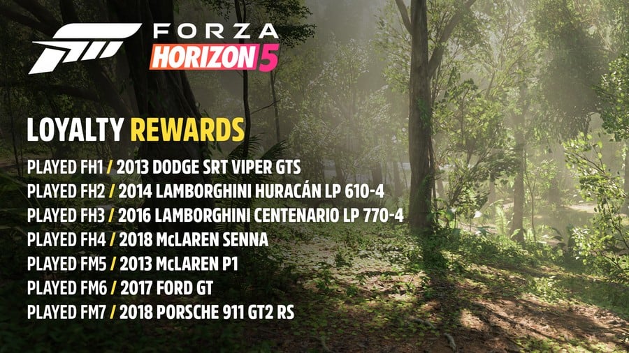Forza Horizon 5 Is Giving Out Various Loyalty Rewards At Launch 2