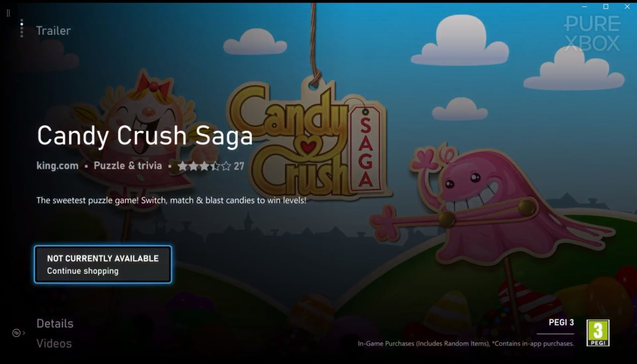 Candy Crush Saga for Xbox listing found in Xbox App - XboxEra