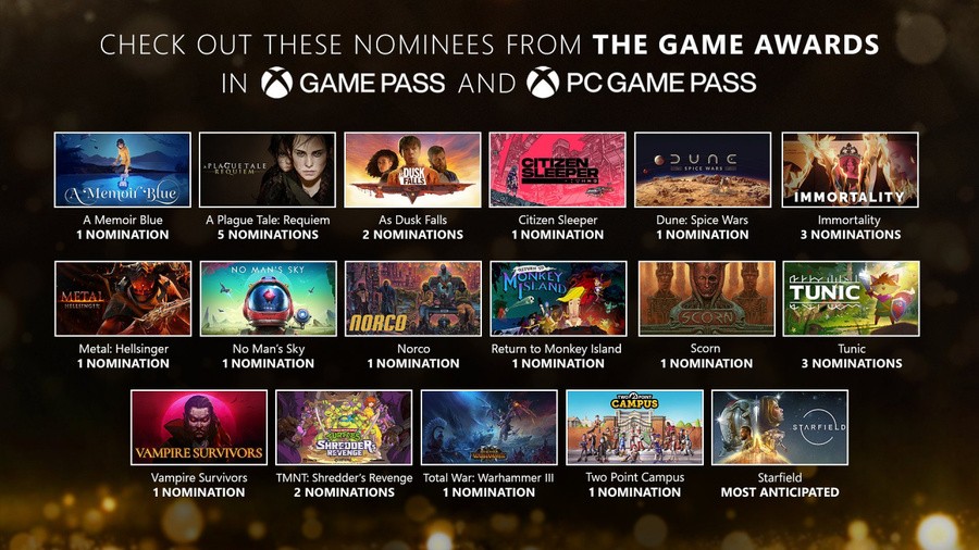 Xbox Highlights 17 Game Pass nominés aux Game Awards 2022 2