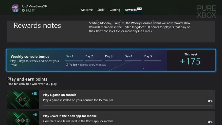 Microsoft Rewards Is Nerfing Its 'Weekly Console Bonus' In The UK 2