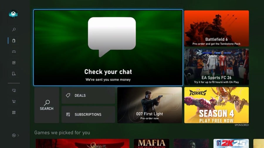 Microsoft Store Tells Xbox Fans To 'Check Your Chat' For Free Money