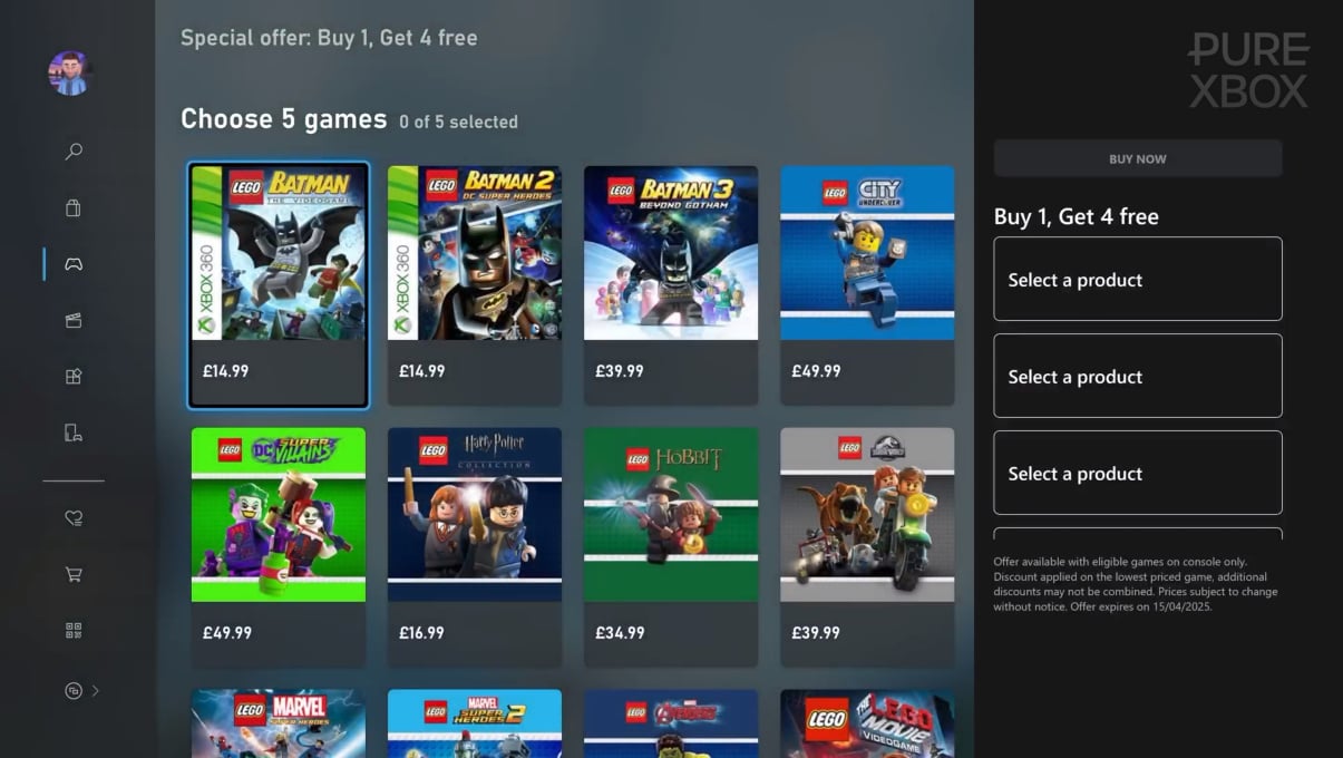Olha que incrível! O Xbox está fazendo uma grande promoção "pague um, ganhe quatro" em sua loja oficial nesta semana.