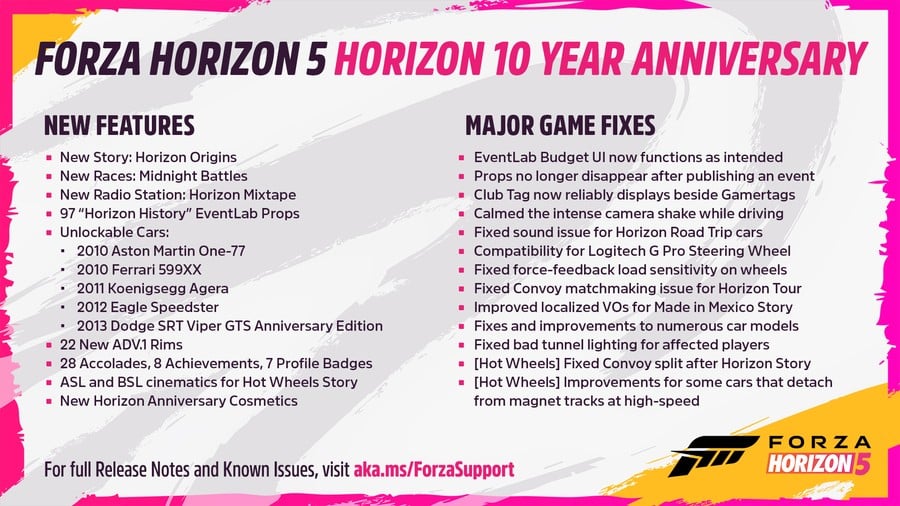 Atualização de aniversário do Forza Horizon 5 já está disponível, aqui estão as notas completas do patch 2