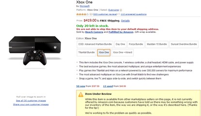 Amazon US Removes Kinect-free Xbox One From Sale Due to Hardware Issues