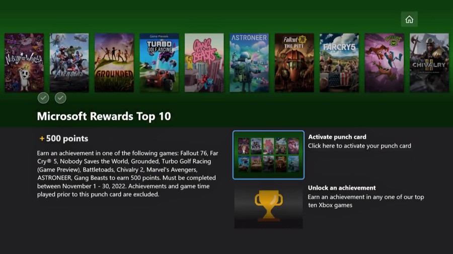 Recompensas da Microsoft: Como concluir o 'Top 10' Xbox Punch Card 2 de novembro de 2022