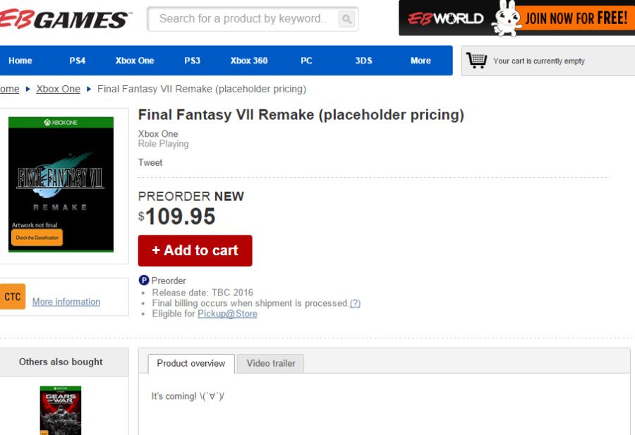 Final Fantasy VII Remake Spotted for Preorder on Xbox One ...