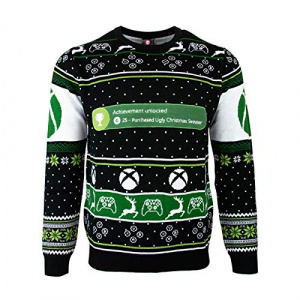 Numskull Unisex Official Xbox One Achievement Unlocked Knitted Christmas Jumper for Men or Women - Ugly Novelty Sweater Gift